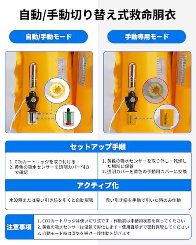 Owntop Automatic Inflatable Life Jacket with Pocket and Transparent Visibility Window, Shoulder Vest Style, Lightweight, for Adults, Fishing and Marin