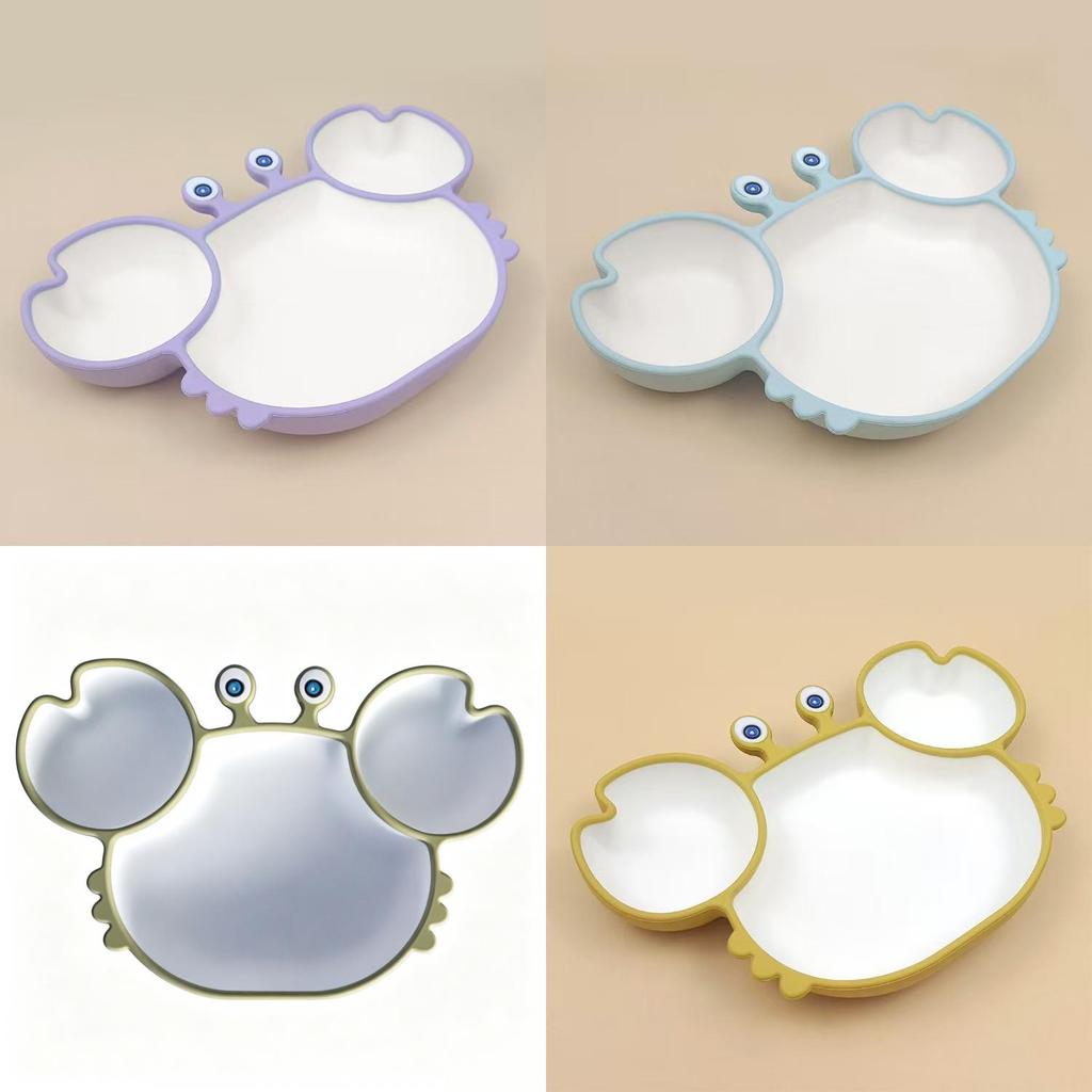Piatto in Silicone per Bambini Irritabili con Ventosa e Divisori per l'Ora dei Pasti