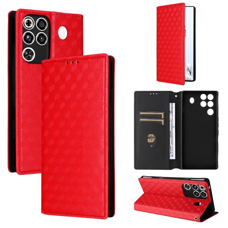 Cubic Grid Texture Flip Leather Phone Case