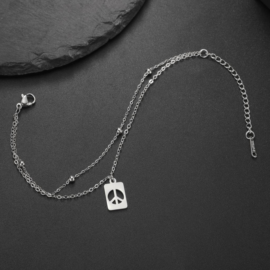 LIKGREAT Friedenszeichen Armband für Damen Herren Edelstahl Verstellbar Friedenssymbol Charm Armband Mode Hip Hop Schmuck Geschenk