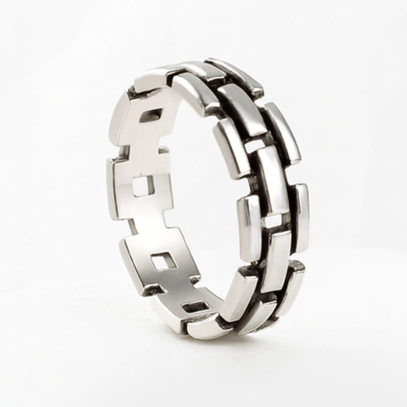 

SHOVEOFF [Silver 925] SVR-632 Silver 92.5 Modern Antique Link Chain Ring No. 17_GIFT Chain Ring