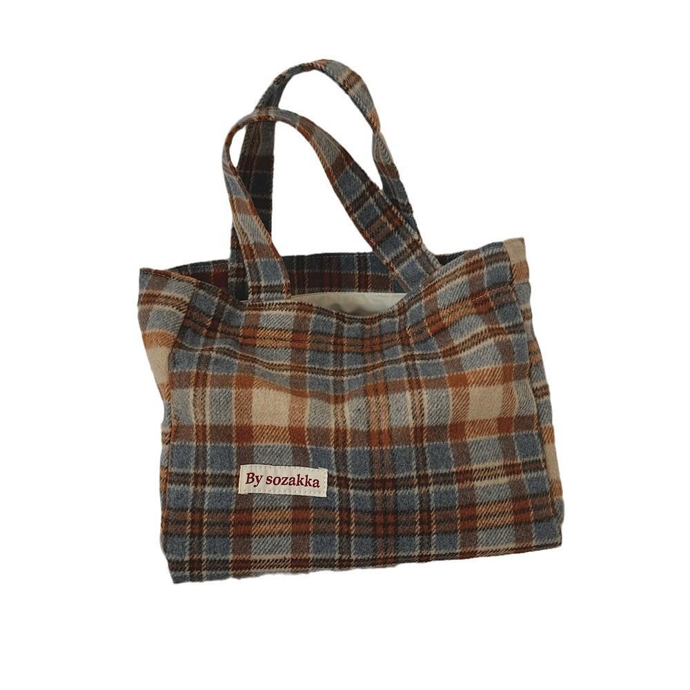 Stylish Plaid Tote Bag With Spacious Design Perfect For Daily Commuting And Work