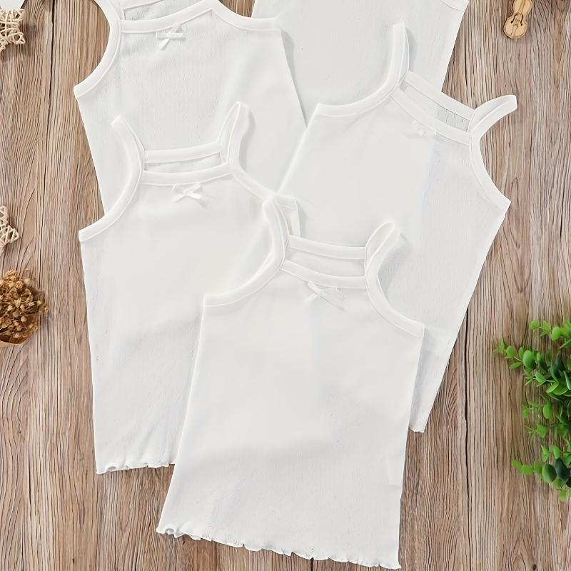 2 piezas Camisola para Niñas 2 a 12 Años Blanco Tops Deportivos Básicos para Niñas Paquete Múltiple Conjuntos de Ropa Interior para Niñas