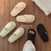 New linen mop universal in all seasons, simple striped air-conditioned room sweat-absorbing soft bottom home cotton and linen slippers ins