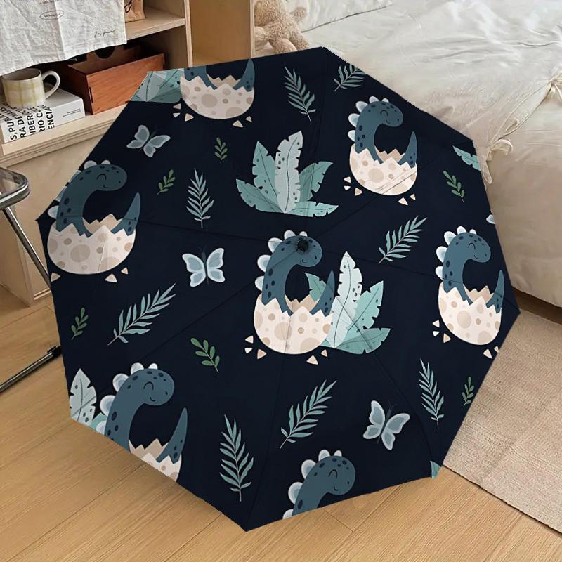 1PC Dino Eggs Automatic Folding Umbrella - Compact 8-Rib Design, Durable Plastic & Iron, Lightweight for Outdoor Daily Use, Festive Gift033