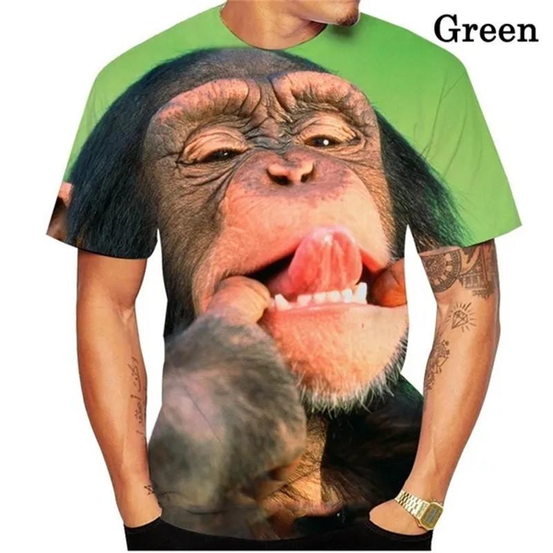 Men's 3D printed funny gorilla monkey pattern T-shirt animal T-shirt women's summer fashion short sleeved street T-shirt