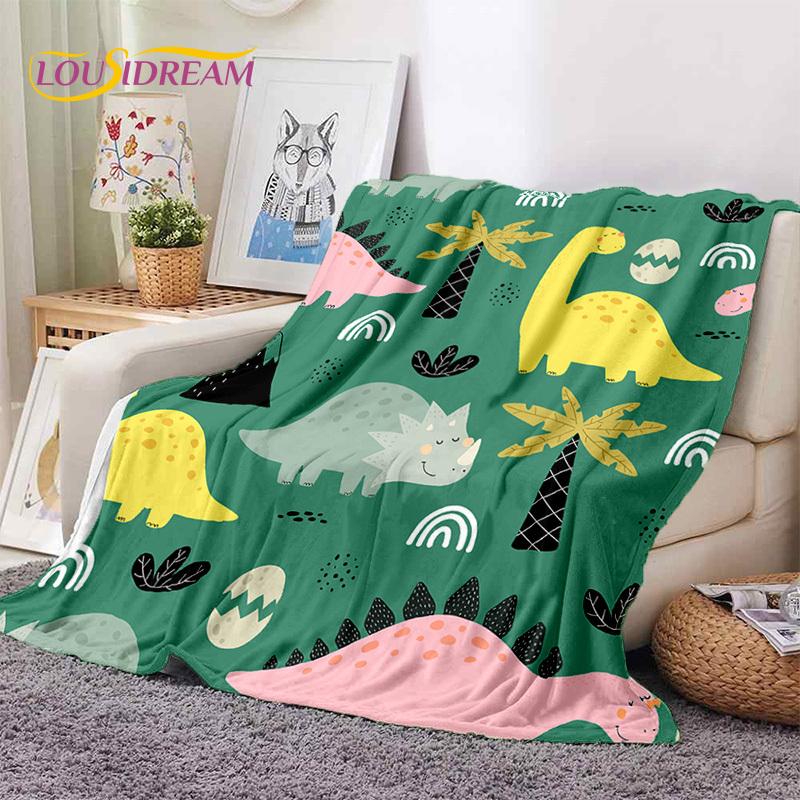 3D Uroczy Dino Kreskówkowy Dinozaur Kosmos Dzieci Miękki Flanelowy Koc na Łóżko Sypialnię Sofę Piknik, Koc do Rzucania na Zewnątrz Rekreacja