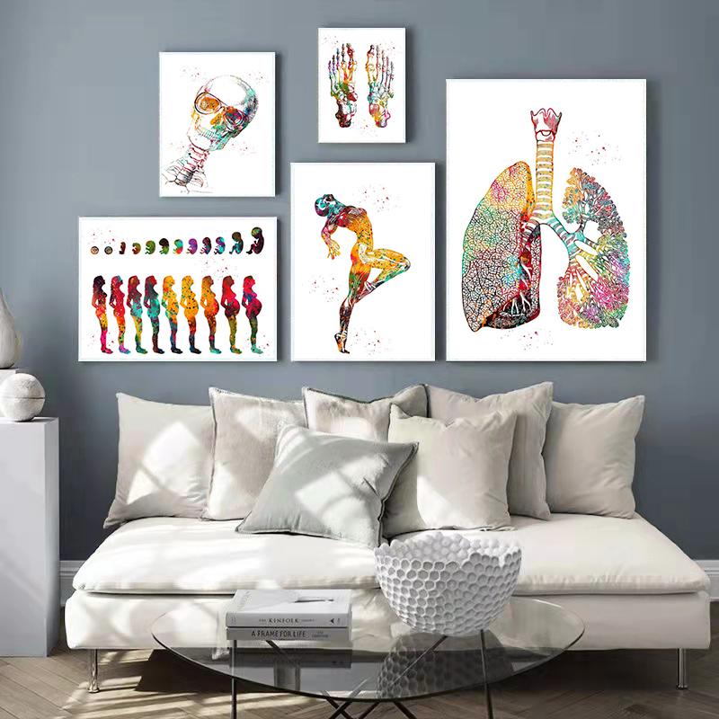 Menschliche Struktur, Herz, Lunge und Knochen, Poster und Drucke, medizinische Kliniken, Leinwandgemälde, Wandkunst, Geschenk für medizinische Enthusiasten