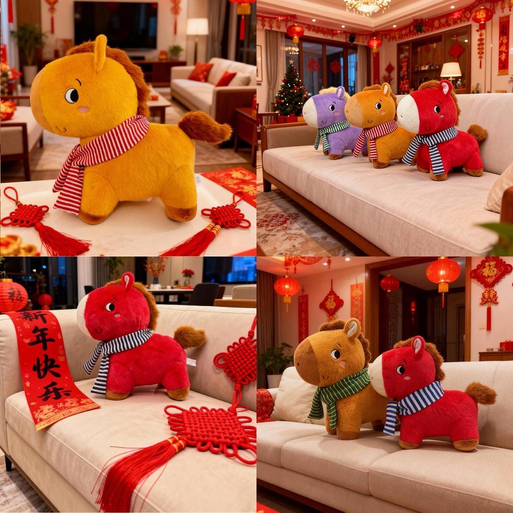 Chinese Zodiac Horse Plush Toy With Pp Cotton Filling For New Year Gift And Home Decor