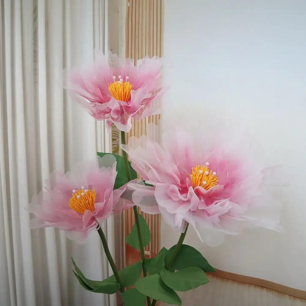 50cm Artificial Realistic Peony Outdoor Floor Display Large Flower Head Layered Fluffy Petals Home Party Decoration Fake Flowers