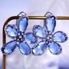 Elegant Floral Statement Earrings Women Gold-Plated Copper With Crystal Accents Hypoallergenic Stud Design