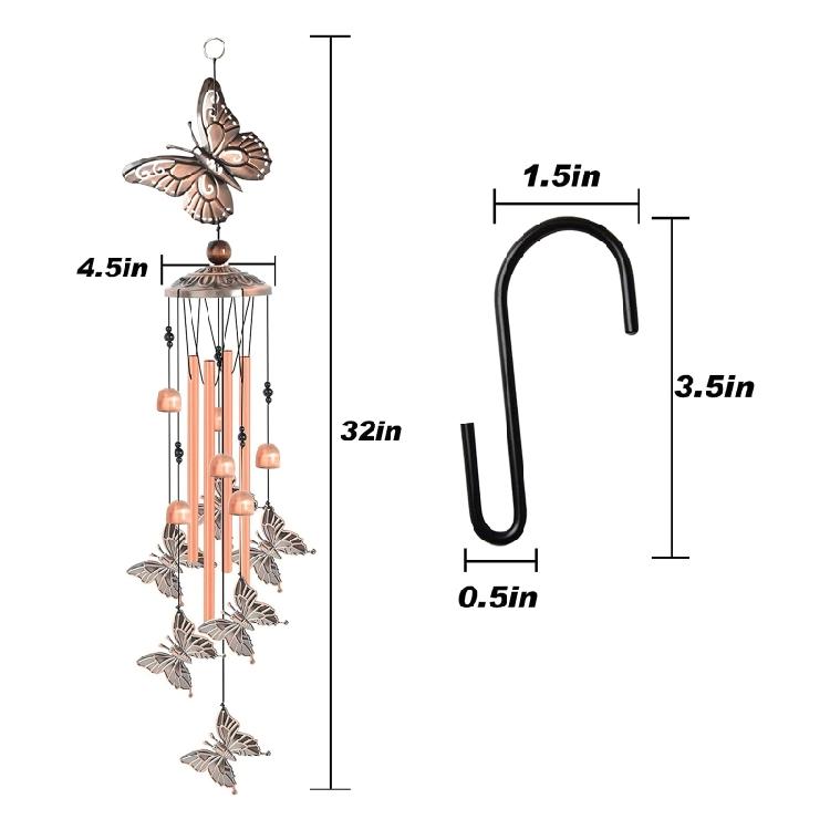 Butterfly WindChime Perfectly Decorate Garden or Yard Outdoor Decorations Windchimes for Christmas, Weddings, Birthdays