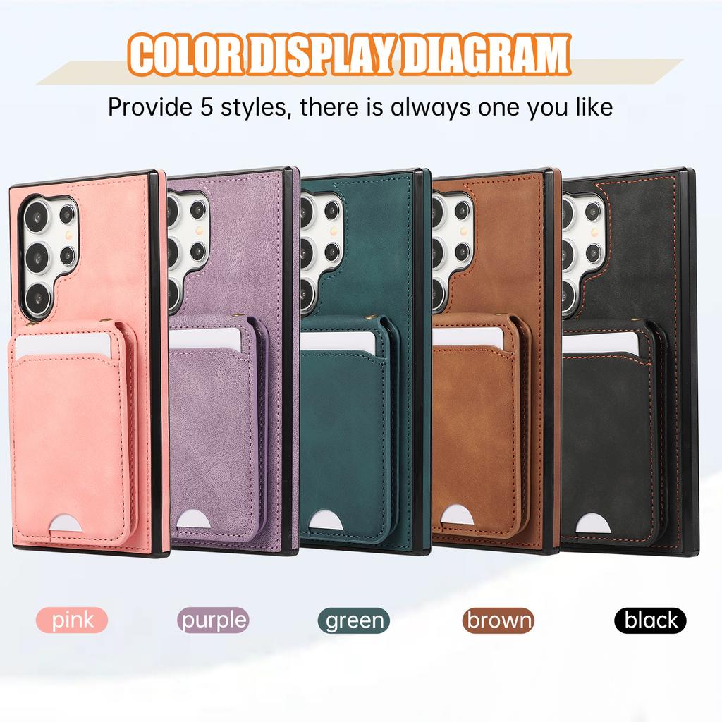 Shoulder Straps Vertical Card Solt Wallet Leather Case For Samsung Galaxy S24 Ultra S23 Plus S22 A55 A15 A25 A35 Crossbody Cover