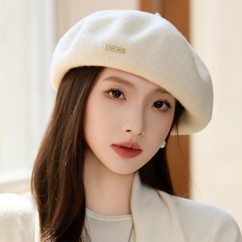 Berretto alla moda autunnale e invernale da donna, Cappello da pittore per viaggi all'aperto e tempo libero, Cappello newsboy letterario