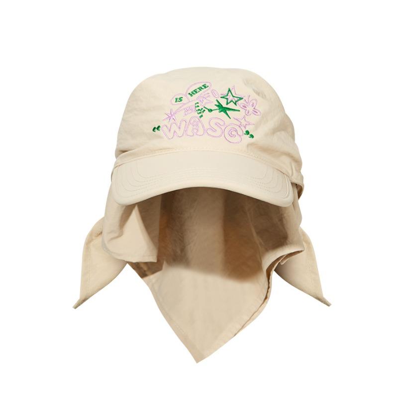 Quick-drying headscarf hat embroidery cute idyllic sunshade triangle strap baseball cap skateboard bag head color matching cap