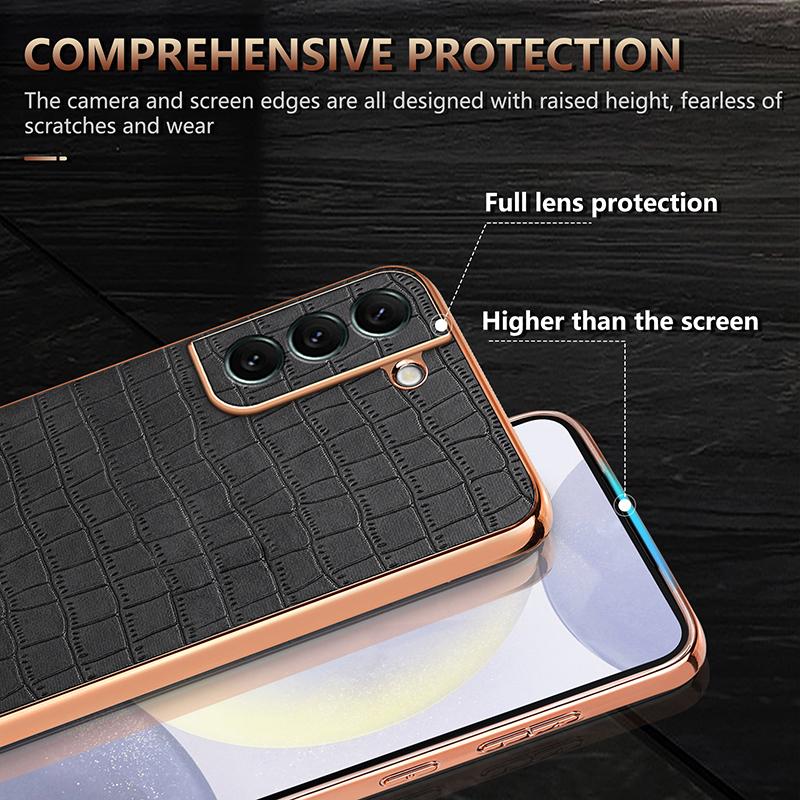 For Samsung Galaxy S22+ 5G Case Crocodile Texture PU+TPU Anti-Drop Phone Cover