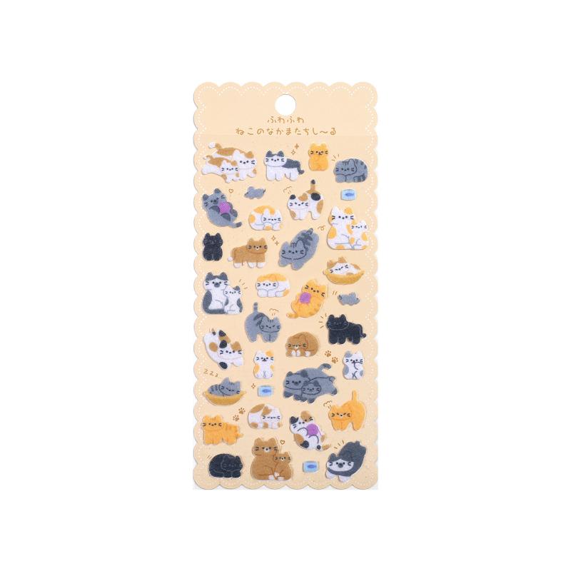1/6Pcs Cute Cartoon Animals Cats Dogs Birds Felt Cloth Sticker 3D Relief Stickers Fun Scrapbooking Diy Diary Decoration Stickers