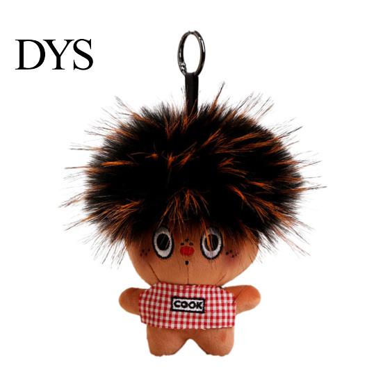 Animal Plush Keychain Funny Cute Bag Charms with Pom Sweet-cool Accessory Hair Soft Stuffed Keyrings for Handbag Backpack Purse Colorful