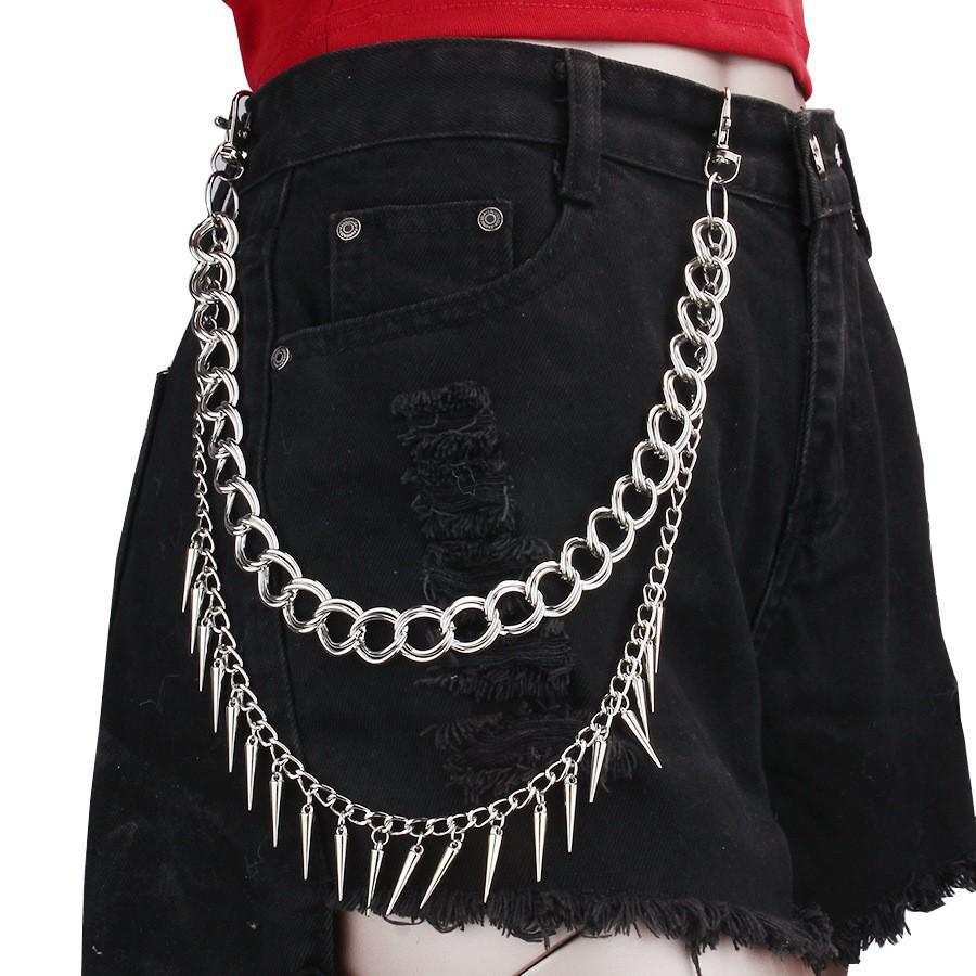 Chaîne de taille multicouche Hip Hop Punk Métal Rivet Bijou pour Performance Scénique