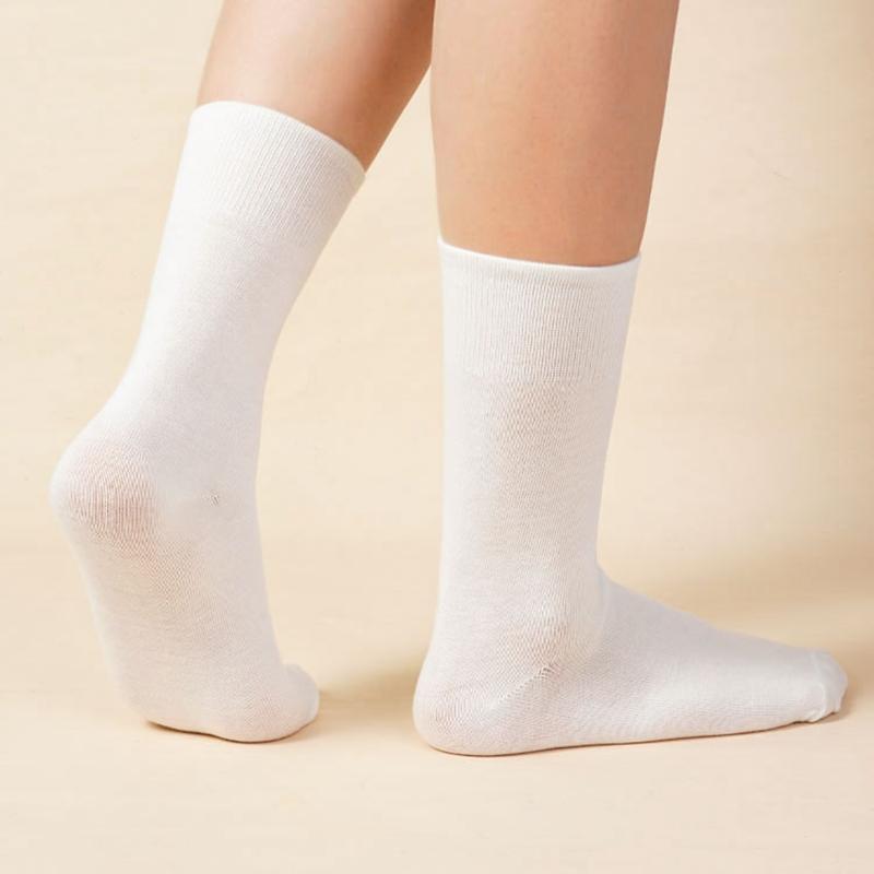 Pure Cotton Mid-Tube Socks for Women  Versatile Simple Warm Color Socks Women Comfort Breathable Solid Color Women Autumn Winter Socks
