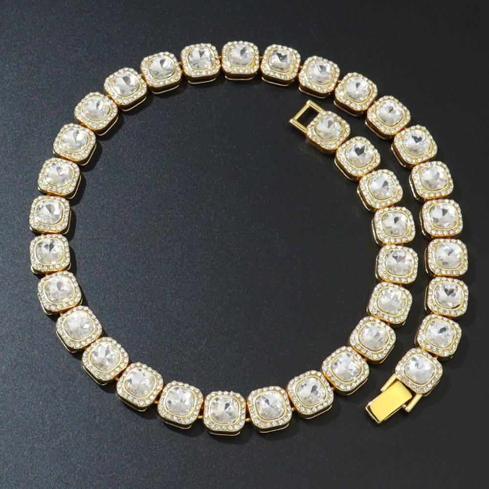 13mm Rock Candy Full Diamond Clavicle Necklace - Men's Geometric Punk Hip-hop Accessory