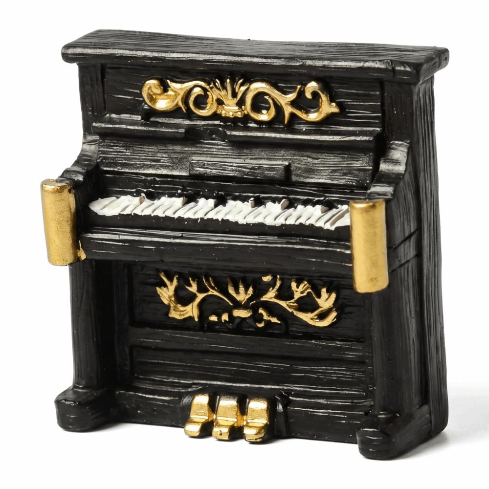 Detailed Carved Exterior Texture Retro Resin Miniature Tabletop Ornament piano