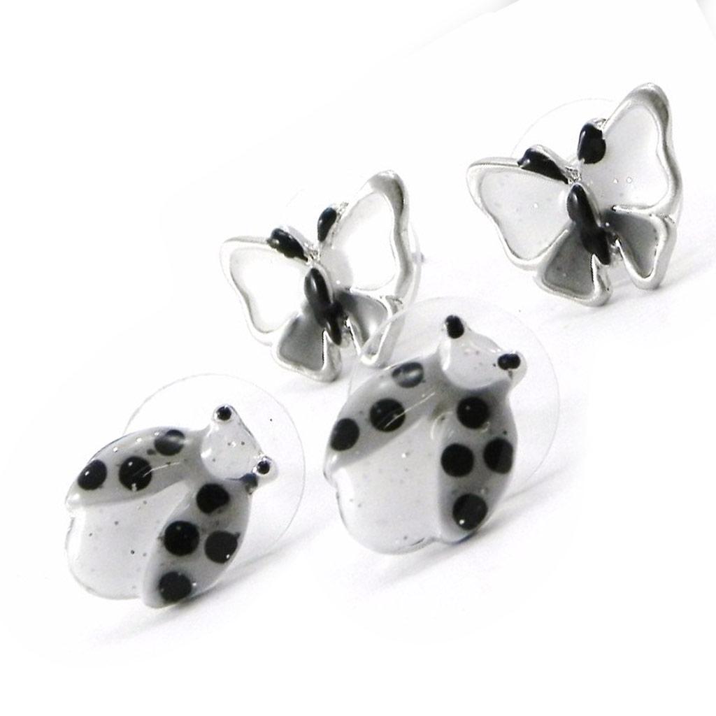 NOA [I4790] - Designer Earrings Duo 'Vahiné' Black White