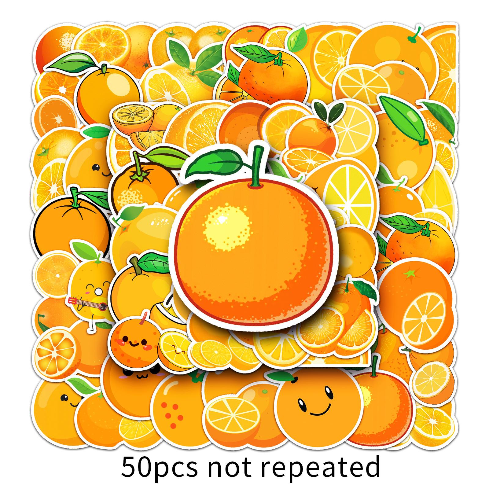 

50 Orange Doodle Personality Cartoon Fruit Gauze Kids DIY Mobile Phone Case Suitcase Stickers Waterproof