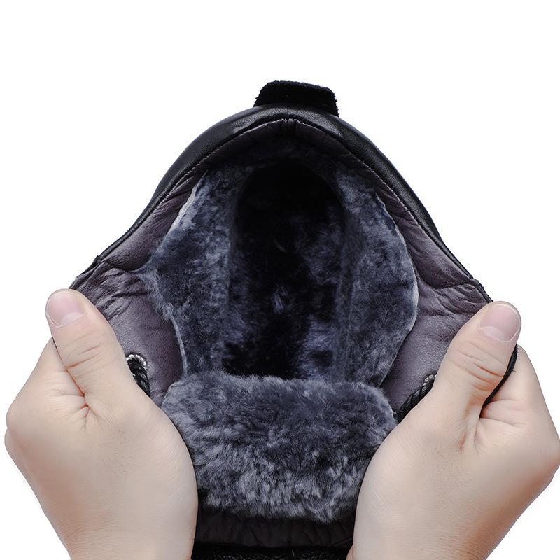 The first layer of cowhide winter new fur integrated warm men's cotton shoes wool high-top outdoor leather casual men's shoes