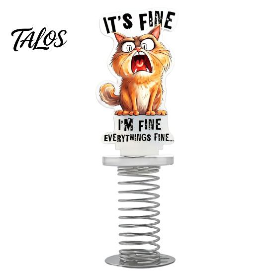 Strong Adhesive Base Car Figurines Cute Cat/Dog/Elf Dashboard Decorations with Spring Swing Design, Double-sided 2D Flat Acrylic Desk Accessories for