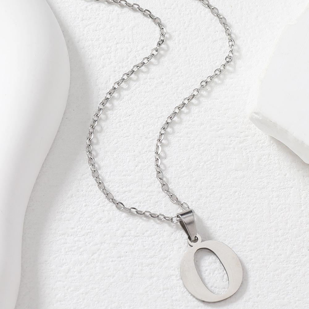 Polished Stainless Steel Alphabet Necklace - Women's Daily Wear Clavicle Chain