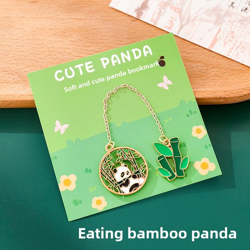 Cartoon Panda Metal Chain Bookmark, Student Cute Reading Page Holder, High Appearance Level Stationery Bookmark Small Gift