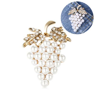 Elegante Damen-Brosche mit Kunstperlen, Strass, Trauben, Kleid, Schal, Zubehör
