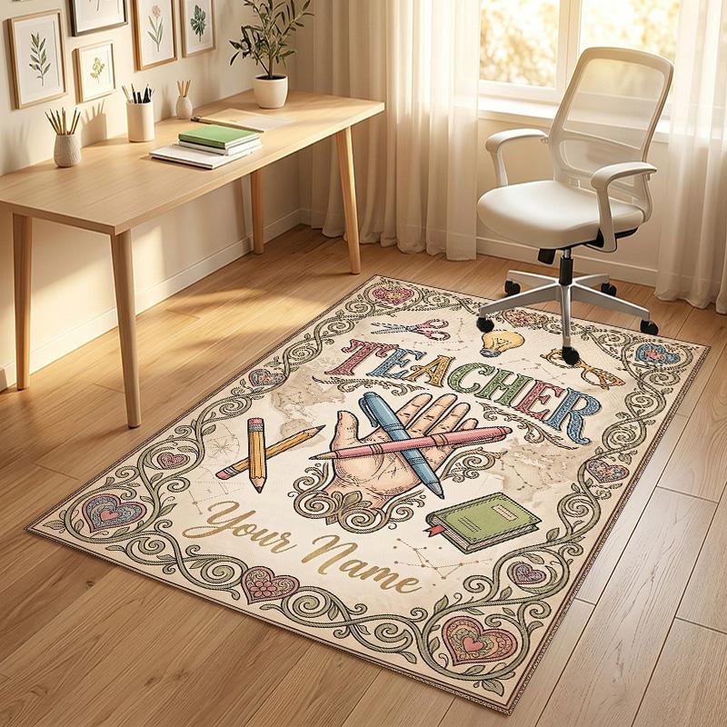 Sweet Treats Theme Soft Crystal Velvet Rug Custom Name & Text Print Non Slip Floor Rug for Bedroom Living Room