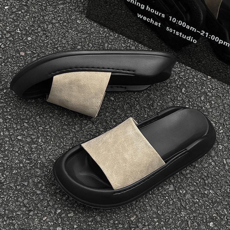 Men's Outer Slippers Beach Shoes Non-slip and Deodorant 2025 New Versatile Fashion Sandals 471228 beige-J