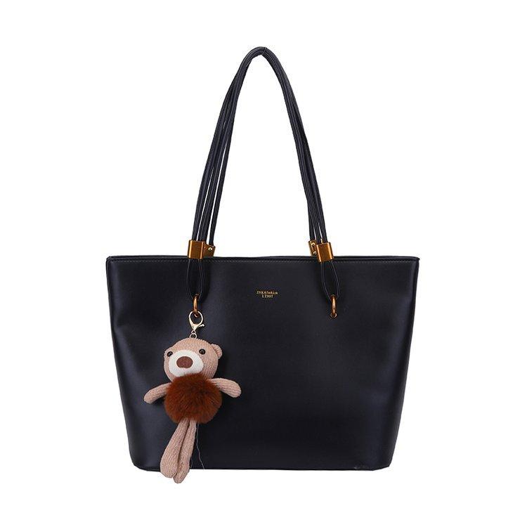 Retro Style Large Capacity Tote Bag Soft Faux Leather Shoulder Handbag with Zipper Closure for Daily Commute