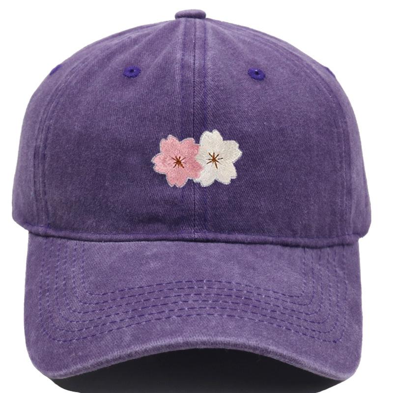 Flower Embroidery 100% Cotton Washed Cherry Blossom Cowboy Hat Summer Hat Luxury Man Hat Golf Designer Golf Women Men'S Dad Hats