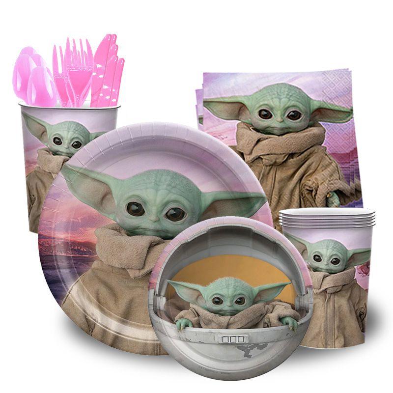 Yoda Temat Impreza Urodzinowa Dekoracje Zaopatrzenie Z Talerzami Kubkami Banerem Balonami**