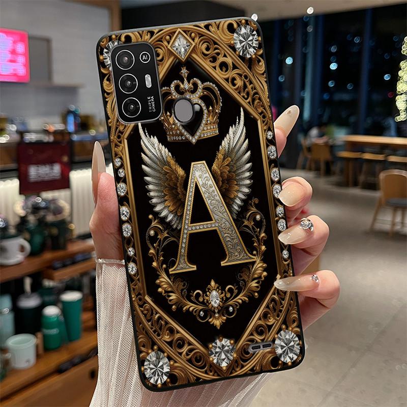 

Phone Case For ZTE Blade A52/Blade A52 Lite/Blade A51 A7P Soft Black Silicone Cover Initial Letters Fashion Protective Casing ZTE Blade A51