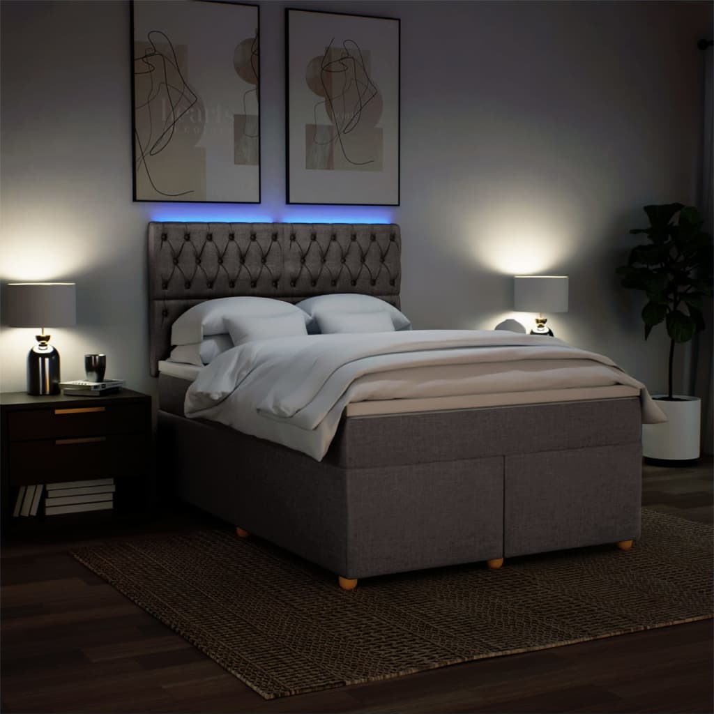 Vidaxl Letto Continentale Con Materasso, Taupe, Tessuto, 140X200 Cm