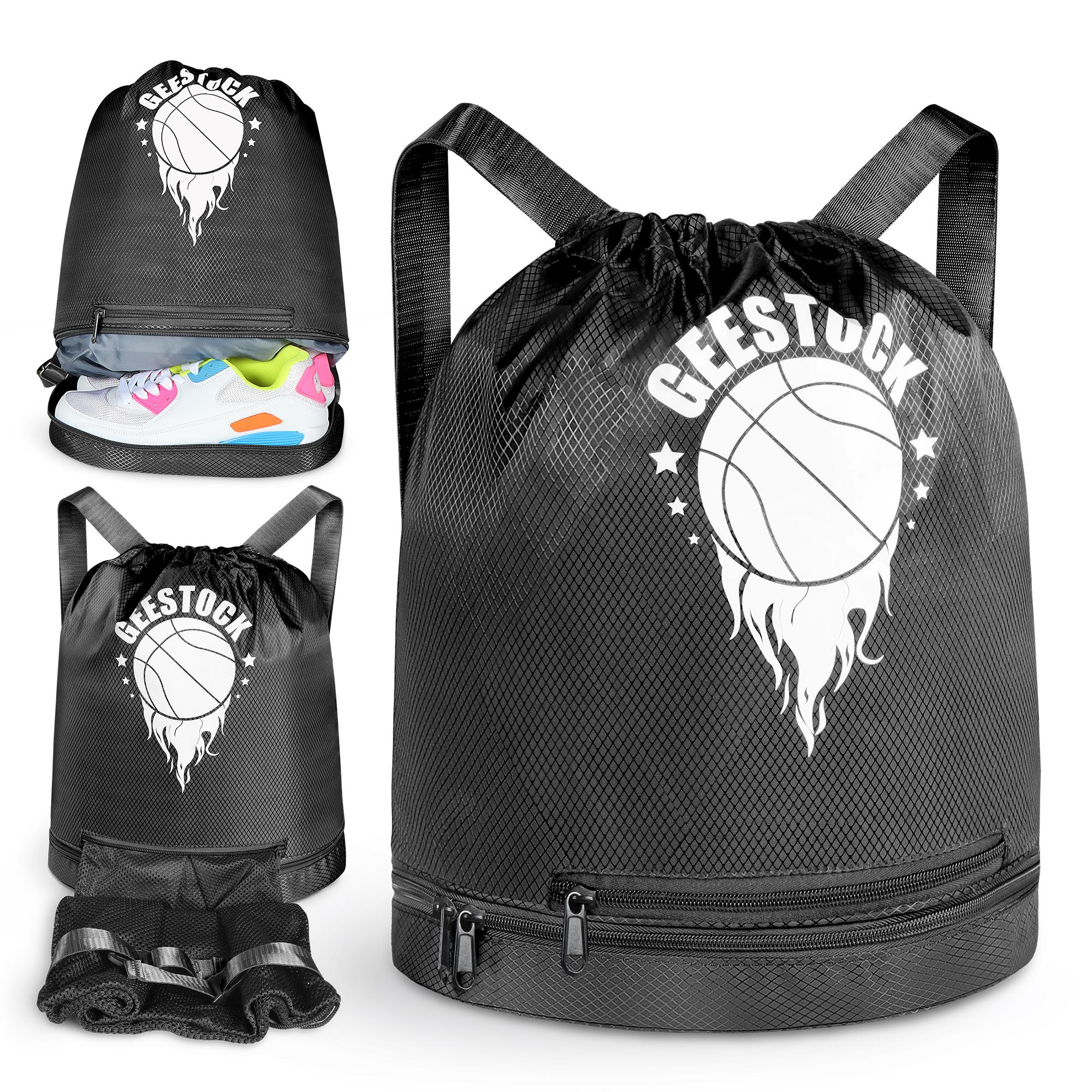

Geestock Sports Backpacks Gym Fitness Bag Basketball Backpack Outdoor Soccer Football Storage Bags Training Drawstring Knapsack чёрный