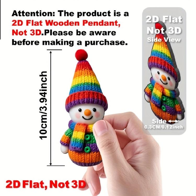 16/32 Stück Holz Schneemann Ornament Set Handgefertigt Bunte Strick Schneemann Figur Weihnachtsbaumschmuck für Heimdekoration