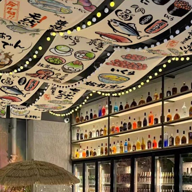 Ceiling Valance Japanese Style Resturant Izakaya Cuisine Sky Canopy Taverns Indoor Decoration Camping Barbecue Atmosphere Decor