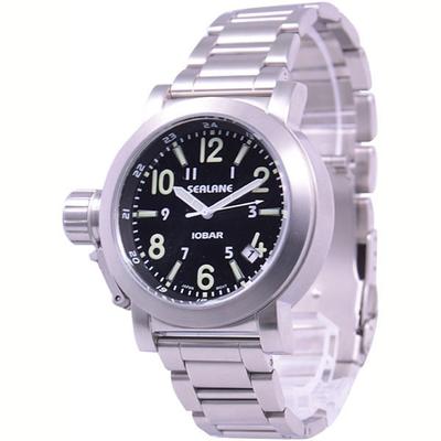 SEALANE Uomo SE43-MBK (Orologio impermeabile 10atm Sun Flame) Orologio rotondo analogico in acciaio inossidabile argentato