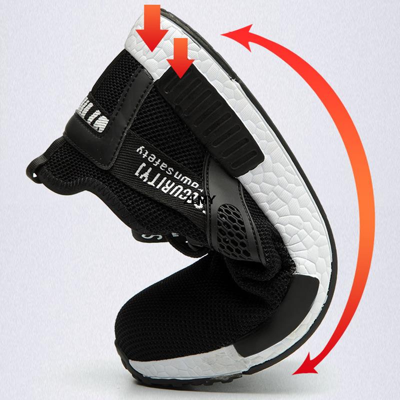 Fashion Lightweight Safety Shoes Men Steel Toe Work Shoes Anti-smash Anti-puncture Breathable Working Sneaker Male Work Safety Boots Man