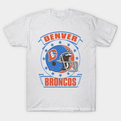 Asian Size Men Black Print T-shirt Denver-Broncos No-Cut Heat Transfer Print Cotton Tshirt