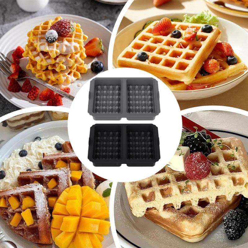 Air Fryers Compatible Waffle Pan Silicone Bakeware with Small Handle Oven Safe Waffle Molds Suitable for Easy Removal