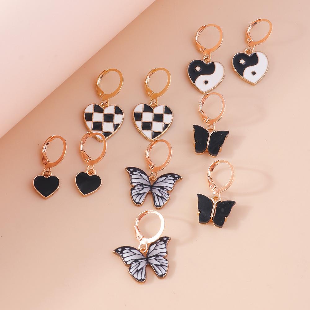 Cute Enamel Love Heart Drop Earrings for Women Girls Animal Flower Butterfly Earrings Kids Jewelry Set Gifts