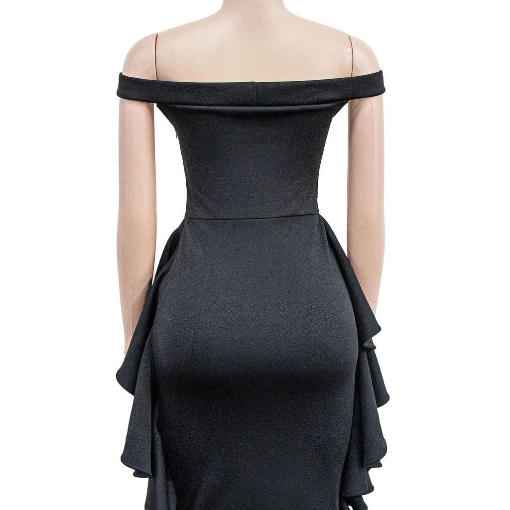 X6293 Fashion Women's Solid Color Sleeveless Ruffle Short Dress