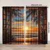 Set Of 2 Flat Printing Drapes Sunset Beach View Window Image Protecting Privacy Family Party Decoration Use Carnival Decor Curtain Polyester